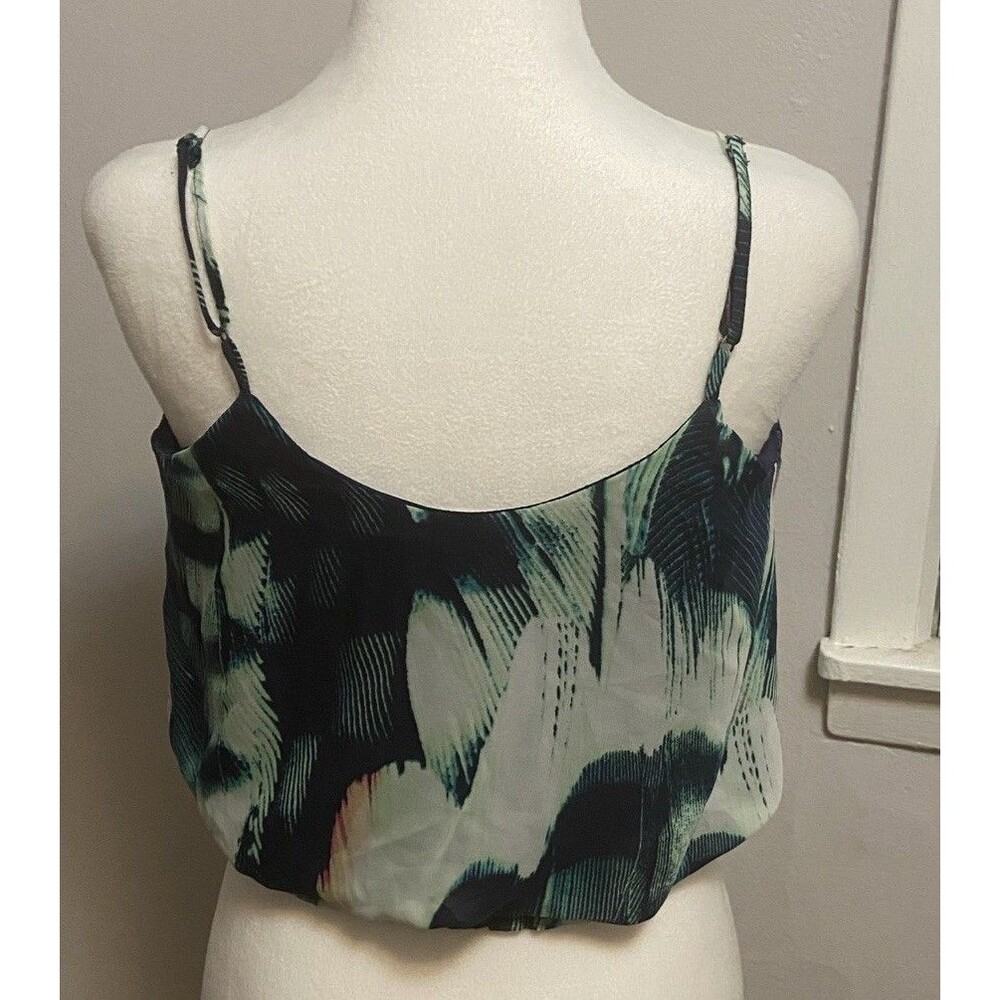 Women Sz Medium Peacock Sleeveless Satin Crop Top Y2K  Fairycore Teal Whimsy 90s - Picture 4 of 15